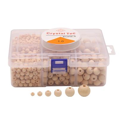 China Hot Selling Wooden Boxed Wooden Bead Wholesale Theaceae Round Beads Scattered String Beads Materials for sale