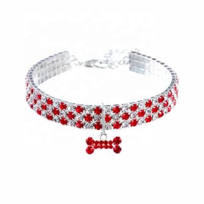 China JEWELED Pet Supplies Bling Rhinestone Dog Collar Jeweled Crystal Diamond Pet Neck Collar Size 18 Colors for sale