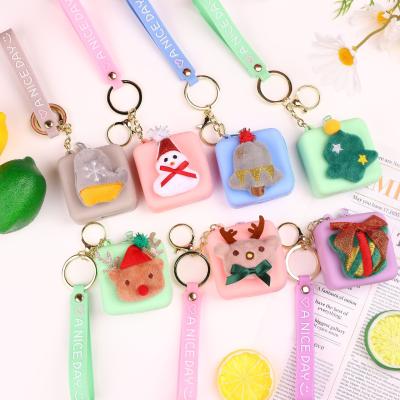 China Fashion Christmas Series Silicone Zipper Bag Kids Cartoon Silicone Coin Mini Key Case for sale