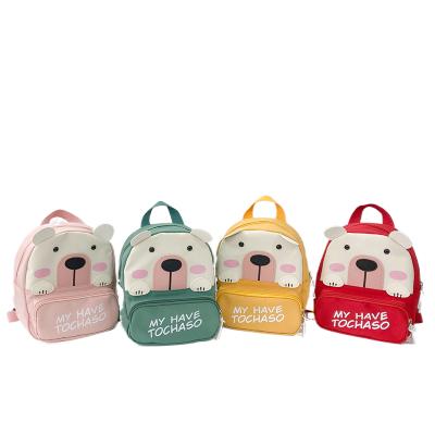 China 2021 Autumn New Cute Cartoon Bear Korean Style Kids Schoolbag Canvas Kindergarten Backpack Bags for sale