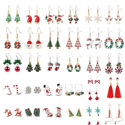 China Alloy Christmas Dangle Snowflake Jingle Bell Reindeer Xmas Tree Stud Earrings For Women Girl Party Cute Gifts for sale