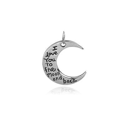 China TRENDY Fukarni Charm Pendants 925 Sterling Silver Jewelry Laser Engraved Words Moon Solitaire TP015 Pendant for sale