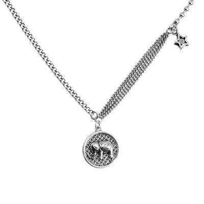 China FASHIONABLE Fashionable Silver Geometric Elephant Choker Gift 925 Jewelry Fukarni Pendant Necklace TN037 for sale