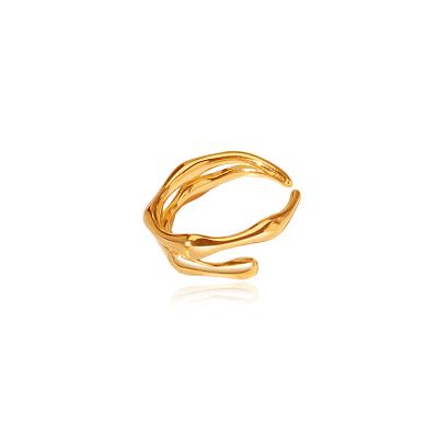 China Fukarni Casual/Sporting Tasty Adjustable Casual Rings KR016 by Sterling Silver Branches Gold Plated 1.72 Grams 925 for sale