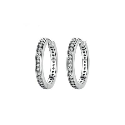 China Fukarni FKE004 925 Luxury Wholesale Zircon Sterling Silver Gift Loop Stud Earrings for sale