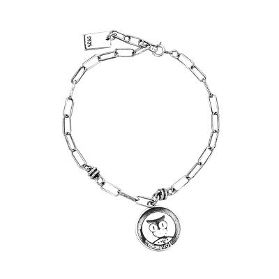 China Simple vintage fukarni women's INS style design personality hand S925 owl charm silver bracelet accessoriesTB008 for sale