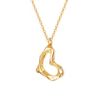 China BOHEMIA 925 fukarni jewelry 18k gold plated pvd gold plated heart pendant trendy irregular vermeil bead chain necklace for sale