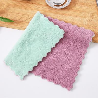 China Viable Reusable Microfiber Cleaning Cloth Super Absorbent Kitchen Dish Towel Kitchen Supply Home Oil And Dust Clean Cloth for sale