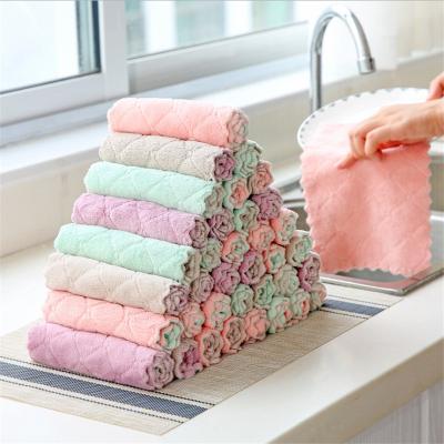 China Kitchen Viable Nonstick Super Absorbent Cloth Dish Microfiber Cleaning Cloth Dishcloth Printing Oil Cleaning Tools for sale