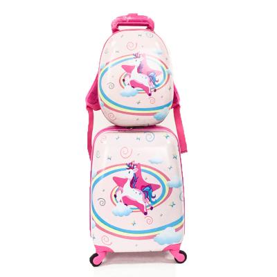 China ABS Glitter Cute Small Scooter Suitcase Kids Lazy Trolley Bag With Wheels ABS+PC Kids School Luggage for sale