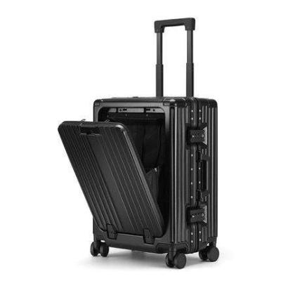 China Front Open Hand Carry Travel Luggage Bag PC Cup Holder Luggage Carry On Luggage Business Style Trolley Suitcase for sale