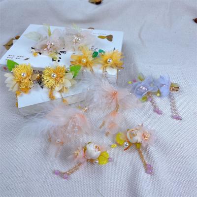 China Cute Chinese Traditional Hair Beauty Kids Headdress Polyester Hanging Hair Clip For Girls Fashion Accessories for sale