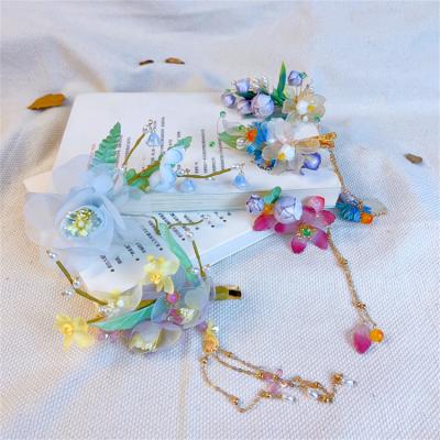 China New Girl's Hair Beauty Girl Headwear Summer Flower Tassel Flower Stage Hairpin Antique Hairpins For Girls for sale