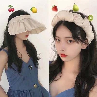 China Fashoion Fashion Hair Band Foldable Fishing Chasing Outdoor Sun Hat Women Large Brim Sun Visor Hat Sunshade Empty Shell Hats Top for sale