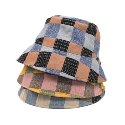 China Fashoion 2022 New Fashion Summer Custom Women Fashion Fisherman Plaid Bucket Checkered Hats for sale