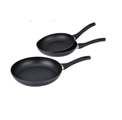 China Viable Black Nonstick Coating Frying Pan Cooking Pan Kitchenware Pot Pan with Soft Touch Wooden Handle for sale