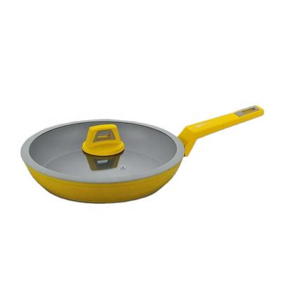 China Viable Most Popular Forged Aluminum Nonstick Coating Frying Pan Cooking Pan with Induction Glass Lid and Bottom for sale