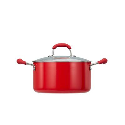 China Sustainable Non-Stick Soup Pot Casserole Pot With Bakelite Handle Induction Soft Coating Lid And Bottom for sale