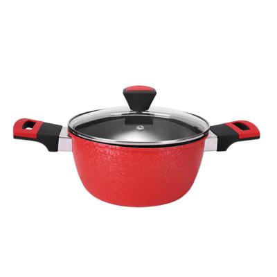 China Durable Aluminum Alloy Nonstick Coating Cooking Soup Pot Sauce Pot With Bakelite Handle Pot Glass Lid for sale