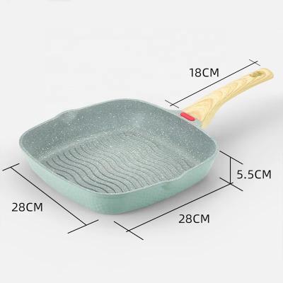 China Sustainable Grill Pan Non Stick Square GriddlePan 11 Inch With Cool Touch HandleCooking Pan With Pour Nozzles Induction Bottom for sale