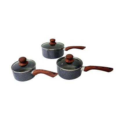 China Sustainable TELAMON 3 Piece Pan Set Non Stick Cookware Sets With Spout for sale