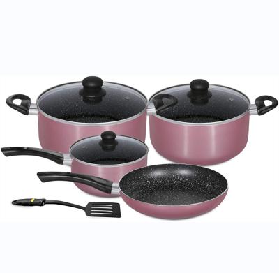 China Telamon aluminum alloy (3003AL) durable aluminum cookware set with soft touch bakelite handle for sale