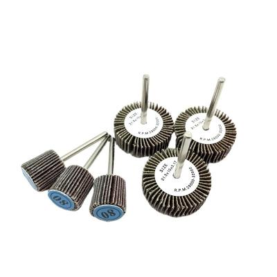 China Polishing  Spindle mop round abrasive sanding cloth mounted flap wheel with shaft for polishing and grinding for sale