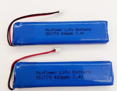 China 351770 Lithium-Polymer-Batterie MSDS UN38.3 400mAh 7.4V zu verkaufen