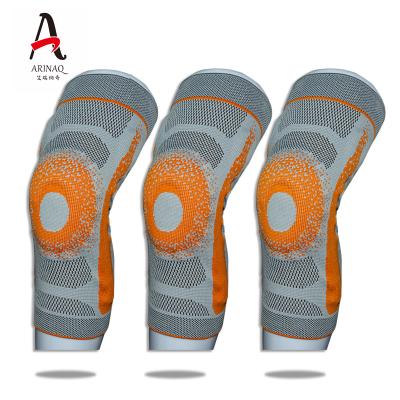 China Contains Silicone Customized High Elastic Knitted Fabric Knee Brace Support Sleeve For Basketball for sale