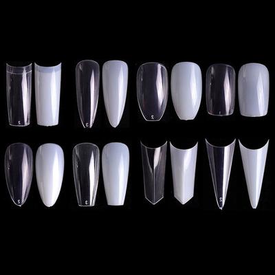 China Meaterial 500pcs Eco-friendly Clear ABS Artificial False Press On Bag Natural Acrylic Nail Tips Tapered Custom French Square Nail Tips for sale