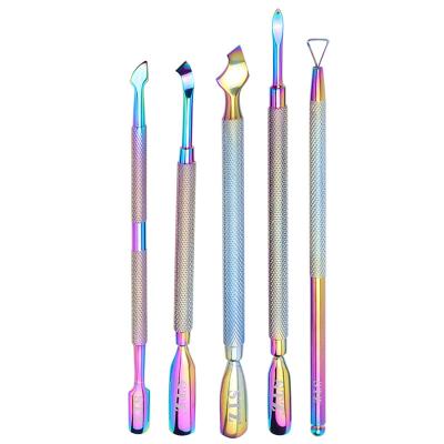 China Easy Apply Cuticle Pusher Stainless Steel Nail Art Tools 2 Way Manicure Pedicure Care Remover Finger Skin Dead Skin Nail Push for sale