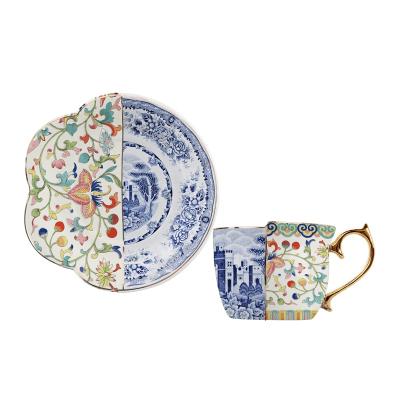 China Sustainable SU25 European Design Personalized Coffee Tea Cups Set And Saucer Sets for sale