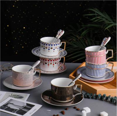 China DN77 Sustainable European Style Cup And Saucer Bone China Teacup And Saucer Sets Wholesale for sale