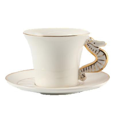 China SU07 Viable cup and saucer, wholesale tea cups and saucers with seahorse handle for sale