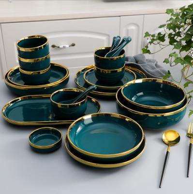 China Sustainable Design DN86 Luxury Ceramic Plates Sets Tableware Sets Wholesale for sale