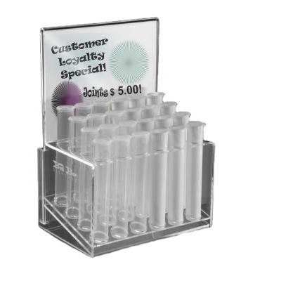 China Bottle Rack Tobacco Smoking Dispensary Displays Tray Rack Lucite Perspex Acrylic Roll Pre Joint Tube Rack Display for sale