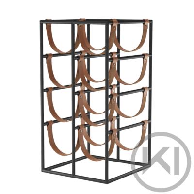 China Creative ODM Iron Wine Rack OEM Wine Rack Shelf Wine Racks Display Stand European Fashion Leather Steel Rack Home Decor for sale