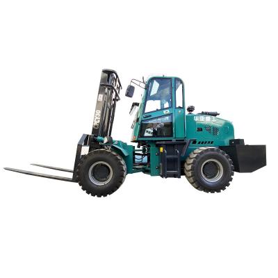 China Construction Material Stores China 4wd Forklift Truck 4WD 3 3.5 Ton Rough Terrain Diesel Forklift For Sale for sale