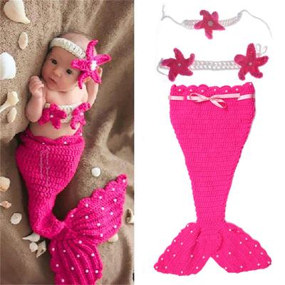 China Wholesale 100% Handwoven Cotton Mermaid Baby Photo Costume Newborn Baby Photography Props for sale