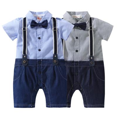 China Newborn Baby Boy Baby Boy Clothes Summer Bow Tie Overall Toddler Baby Cotton Short Sleeve Romper Suit for sale