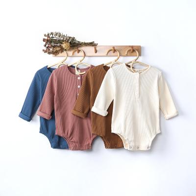 China Solid Color Spring and Summer Baby Romper Long Sleeve Baby Casual One-Piece Romper for sale