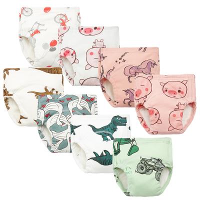 China 2021 new baby printed baby training pants learning pants cotton gauze washable toilet training pants for sale