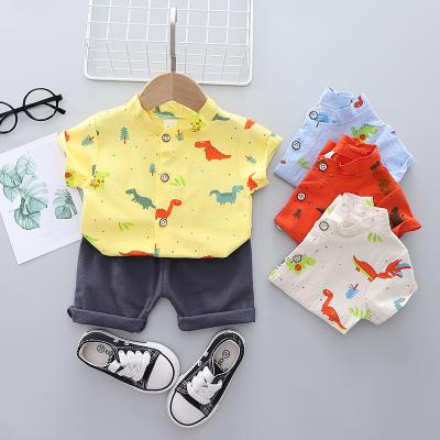 China Comfoetable/Summer 2022 new baby boy soft slim anime cartoon short-sleeved shirt straight casual suit for sale