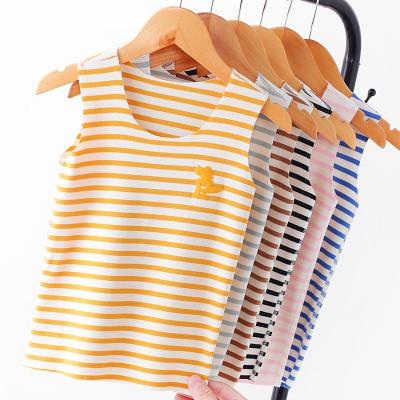 China Summer QUICK DRY Children's Slim Round Striped Striped Tops Boys And Girls Baby Vest Baby Bottoming Shirt for sale