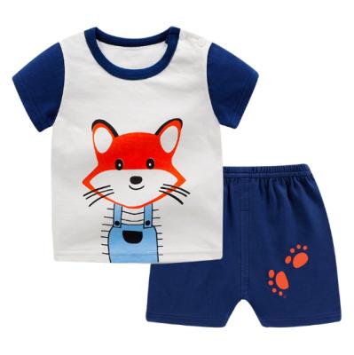 China New Breathable Korean Spring Summer Children's Cotton Shorts Sleeve Shorts Suit 2pcs Boys And Girls Home Wear for sale