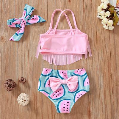 China Breathable Pineapple Bowknot Swimwear Swimwear Baby Bikini Infant Tassels Swimsuit Floral Summer Equipment Set for sale