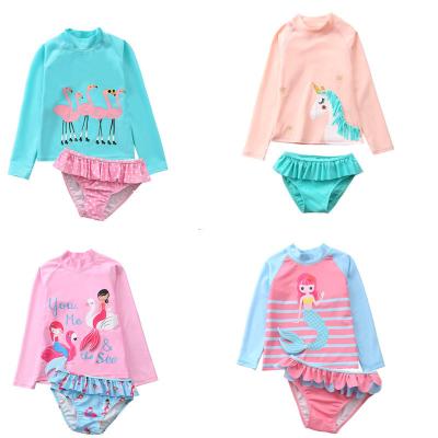 China Children's Breathable Pineapple Flamingo Pattern Swimwear Sunscreen Girls Slit Swimsuit Female for sale