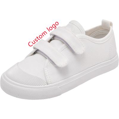 China White Round Children's School Group Shoes Can Write Personal Names To Size Low Cut Canvas Breathable Skateboard Shoes Kids Canvas Shoes for sale