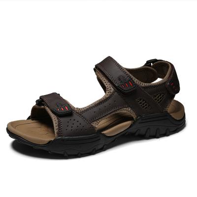 China 2021 Summer Beach Outdoor Anti-skid Wear-resistant Sandals Breathable Lightweight Breathable Men Leather Trim Sandals for sale