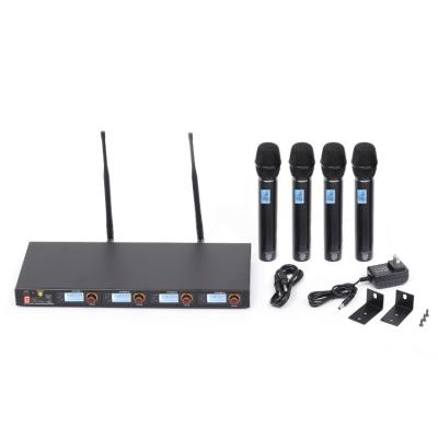 China Handheld Microphone 4 Channel Wireless Conference Capacitive Microphone System With 4 Handheld Microphones for sale